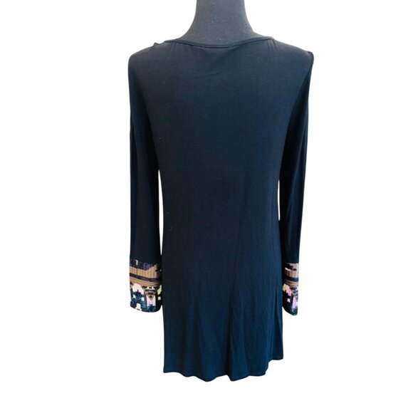 Mon Ami Blk Multicolor Sequin Geo Tunic Jersey Dress L/S M Evening Wear Cocktail - Picture 2 of 8